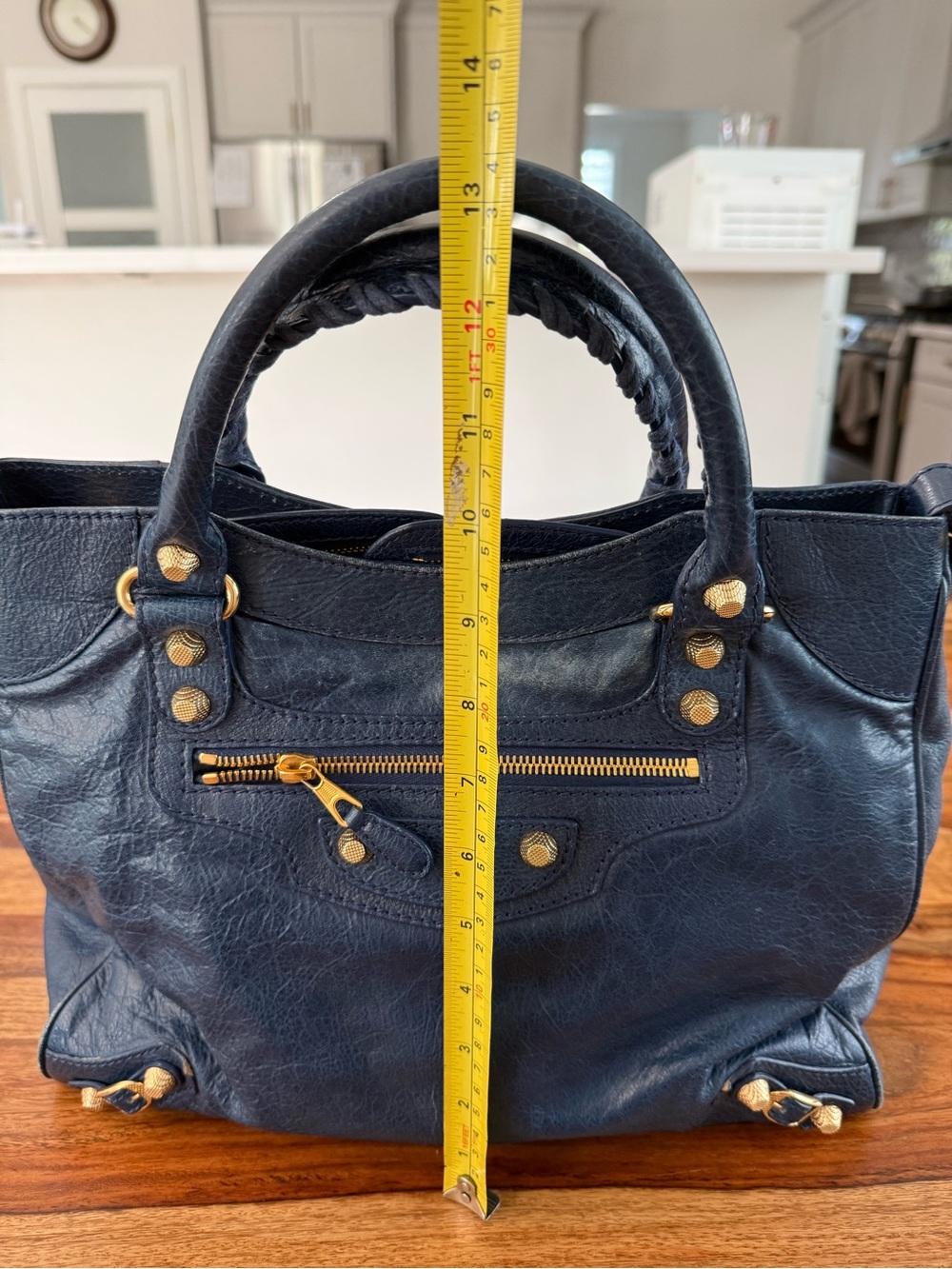 Balenciaga Navy Leather Tote Bag with Gold Hardware - Picture 16 of 16